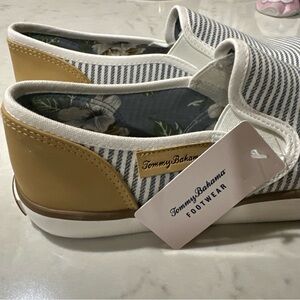 Tommy Bahama Striped Loafers with Tan Accents